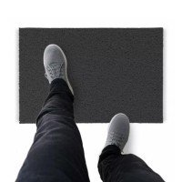 Tapete Capacho De Vinil Liso Rampas 500x60cm Grafite Comprimento 60 Cm Desenho Do Tecido Fibra Entrelaçada Largura 500 Cm