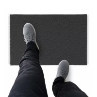 Tapete Capacho De Vinil Liso Hall D Entrada 90x40cm Grafite Comprimento 40 Cm Desenho Do Tecido Fibra Entrelaçada Largura 90 Cm