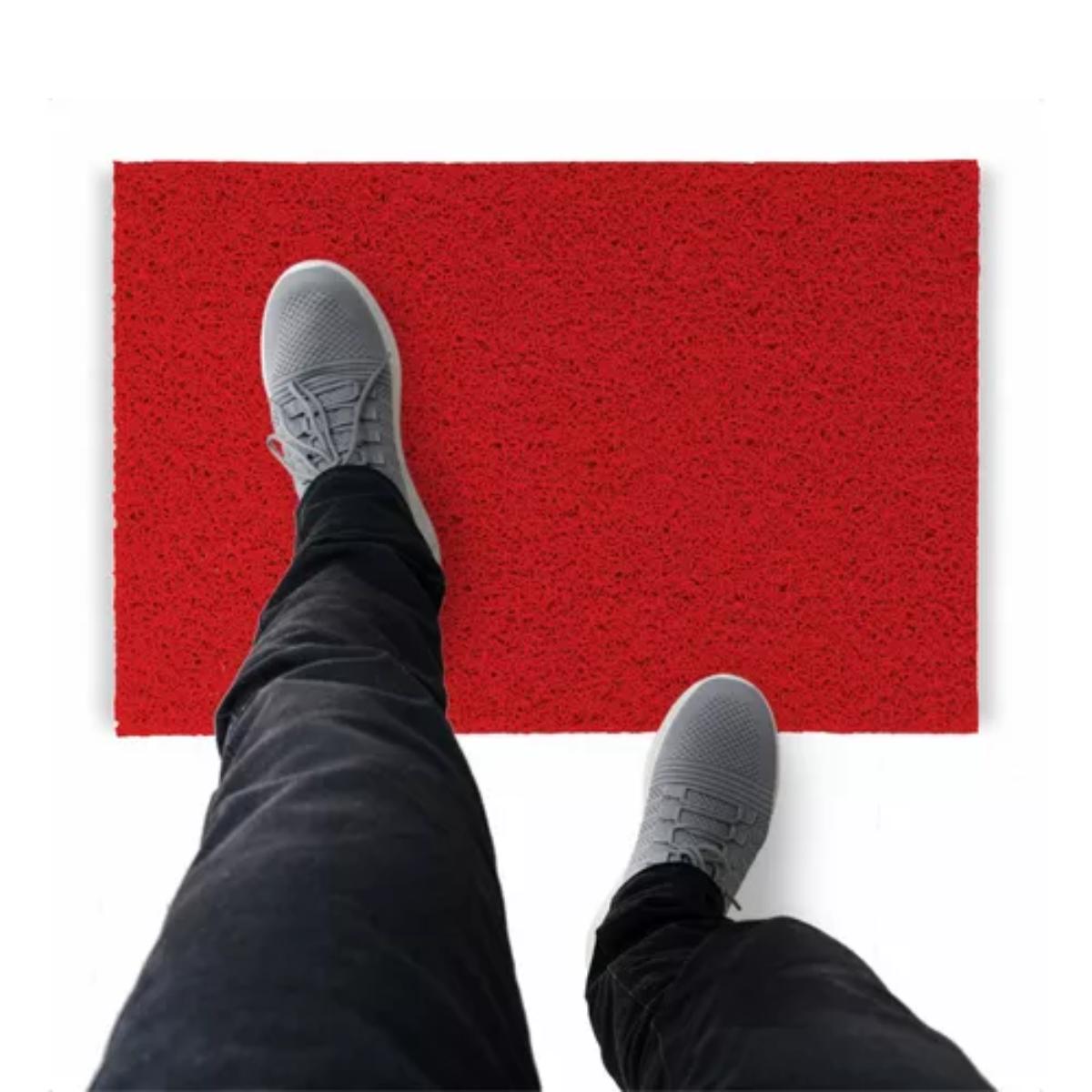 Tapete Capacho De Vinil Liso De Entrada 60x40cm Vermelho Comprimento 40 Cm Desenho Do Tecido Fibra Entrelaçada Largura 60 Cm