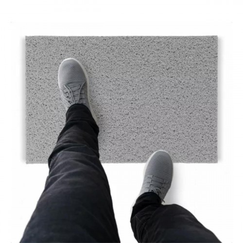 Tapete Capacho De Vinil Liso Ambiente Limp 400x60cm Prata Comprimento 60 Cm Desenho Do Tecido Fibra Entrelaçada Largura 400 Cm