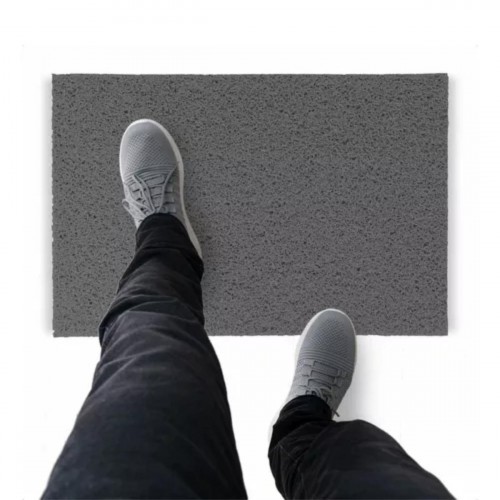 Tapete Capacho De Vinil Liso Limpa Os Pés 300x60cm Cinza Comprimento 60 Cm Desenho Do Tecido Fibra Entrelaçada Largura 300 Cm