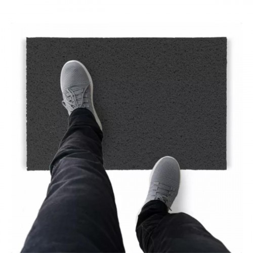 Tapete Capacho De Vinil Liso Resistente 110x40cm Grafite Comprimento 40 Cm Desenho Do Tecido Fibra Entrelaçada Largura 110 Cm