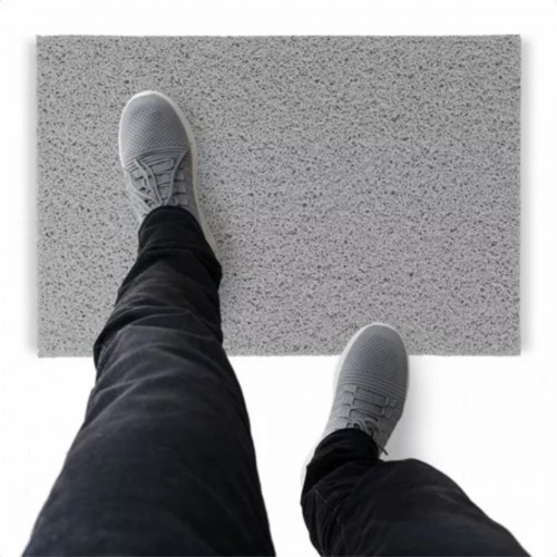Tapete Capacho De Vinil Liso Limpa Os Pés 300x60cm Prata Comprimento 60 Cm Desenho Do Tecido Fibra Entrelaçada Largura 300 Cm