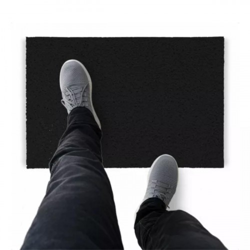 Tapete Capacho De Vinil Liso Limpa Calçado 100x60cm Preto Comprimento 60 Cm Desenho Do Tecido Fibra Entrelaçada Largura 100 Cm