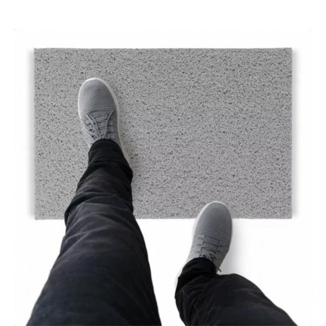 Tapete Capacho De Vinil Liso Funcional 160x60cm Prata Comprimento 60 Cm Desenho Do Tecido Fibra Entrelaçada Largura 160 Cm