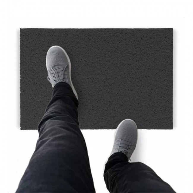 Tapete Capacho De Vinil Liso De Corredores 600x60cm Grafite