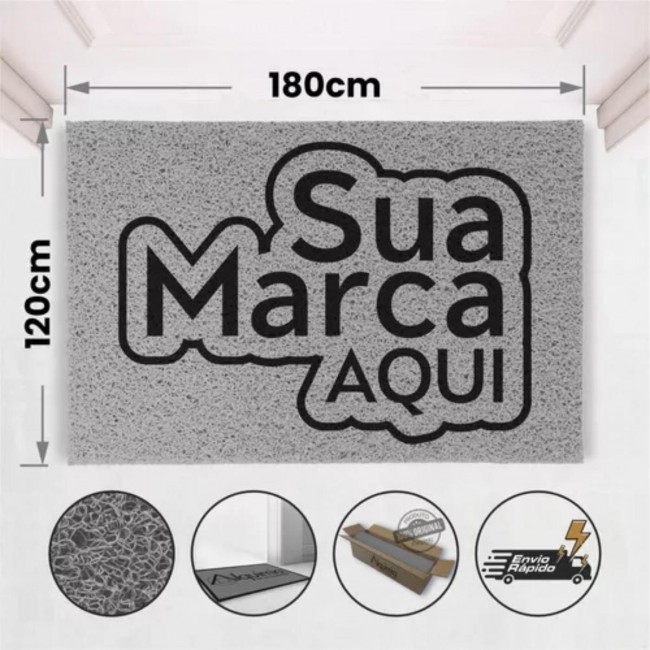 Tapete Capacho De Vinil Personalizado Limpa Os Pés 180x120cm