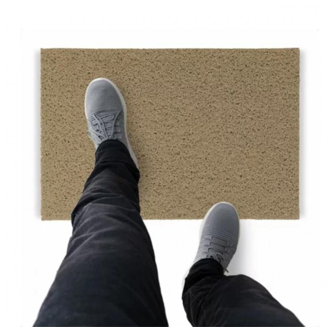 Tapete Capacho De Vinil Liso Multiuso 110x60cm Bege Comprimento 60 Cm Desenho Do Tecido Fibra Entrelaçada Largura 110 Cm