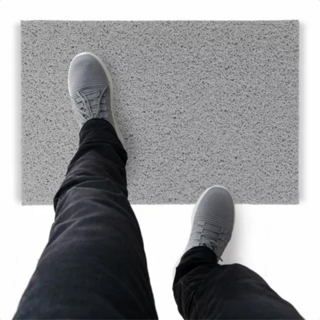 Tapete Capacho De Vinil Liso Resistente 110x40cm Prata Comprimento 40 Cm Desenho Do Tecido Fibra Entrelaçada Largura 110 Cm