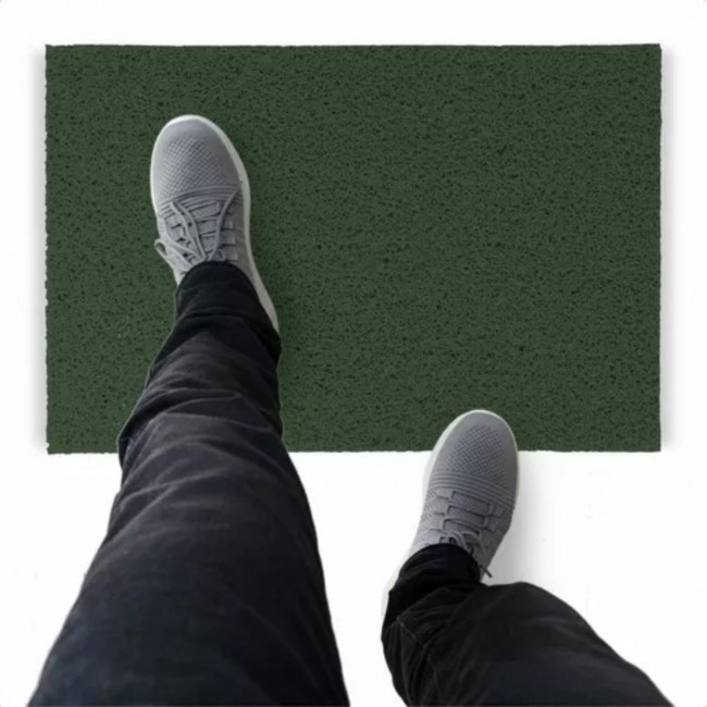 Tapete Capacho De Vinil Liso Resistente 110x40cm Verde Musgo Comprimento 40 Cm Cor Verde-musgo Desenho Do Tecido Fibra Entrelaçada Largura 110 Cm