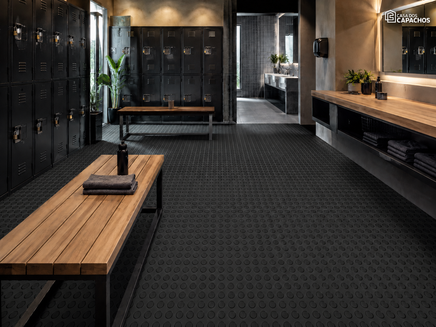 Piso Laminado Moeda Anti-umidade 65x150cm Preto