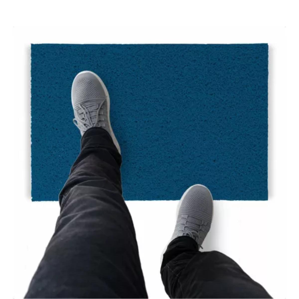 Tapete Capacho De Vinil Liso Durável 250x60cm Azul Royal