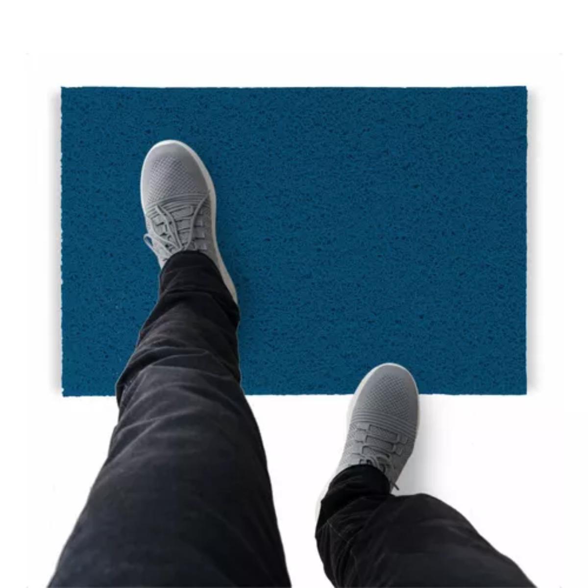 Tapete Capacho De Vinil Liso Passadeira 550x60cm Azul Royal Comprimento 60 Cm Desenho Do Tecido Fibra Entrelaçada Largura 550 Cm